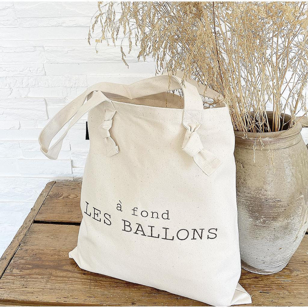 Tote-Bag à noeuds écru " A fond les ballons"