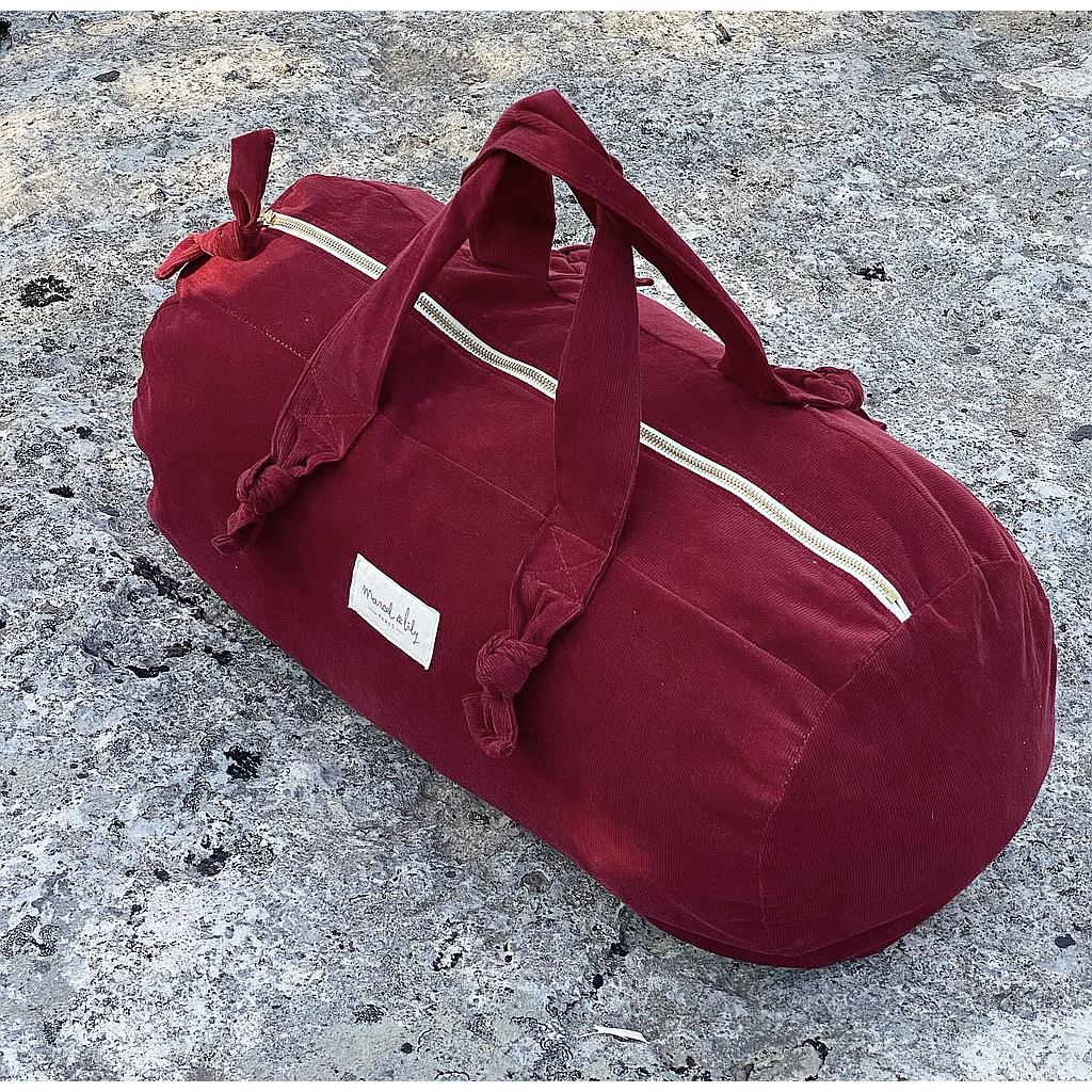 sac polochon velours - Bordeaux