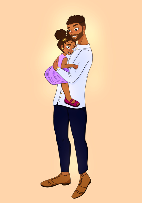 Poster :  Papa et sa fille dans un moment de tendresse - Marron clair