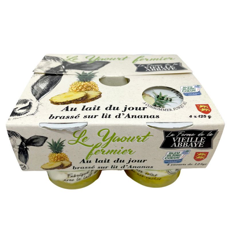 Yaourt fermier brassé sur lit d'ananas 4x125g