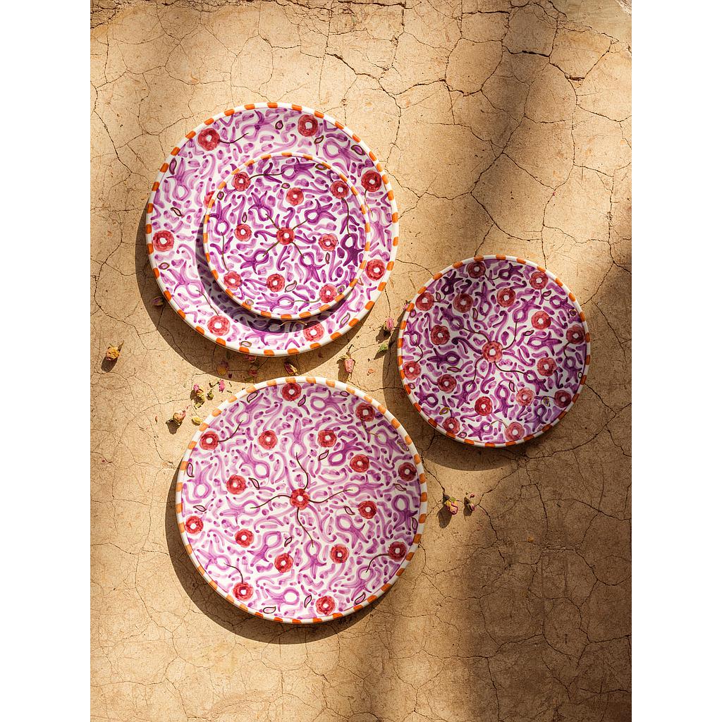 Assiette Fleurs lilas gold