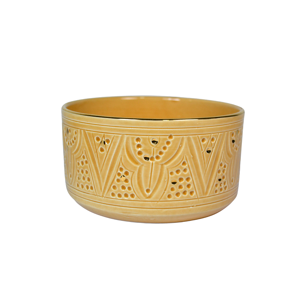 Bol, saladier et plat droits Empreinte paille gold