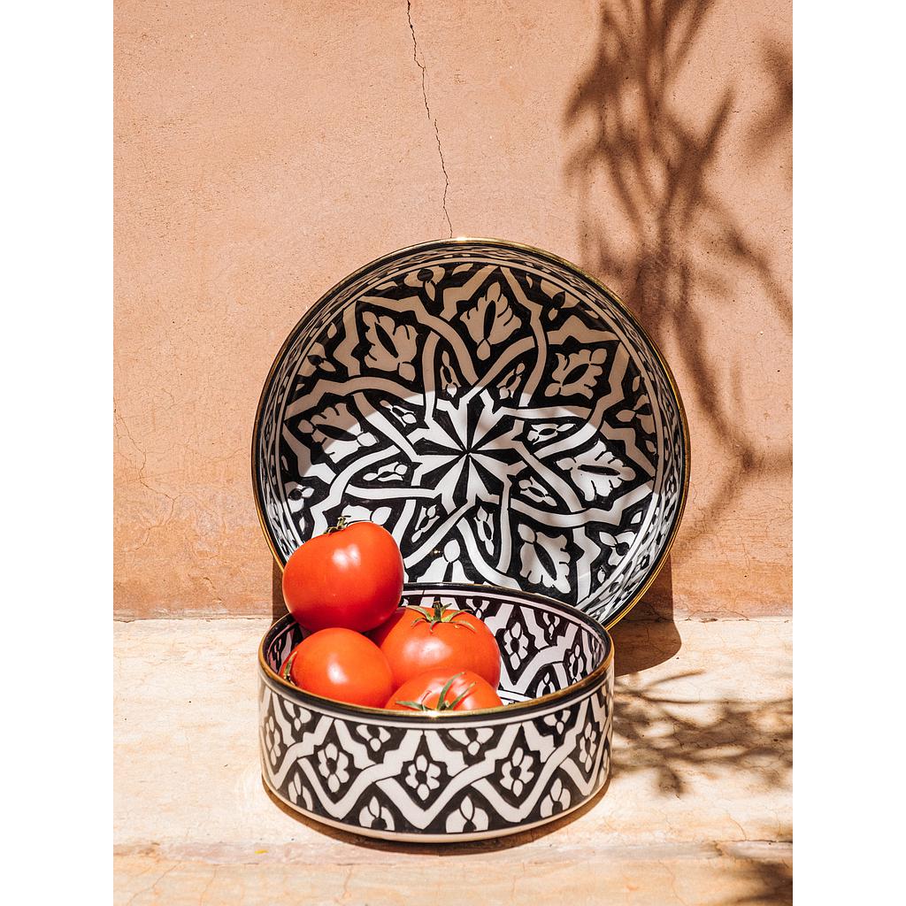 Bol, saladier et plat droits Fassia noir gold