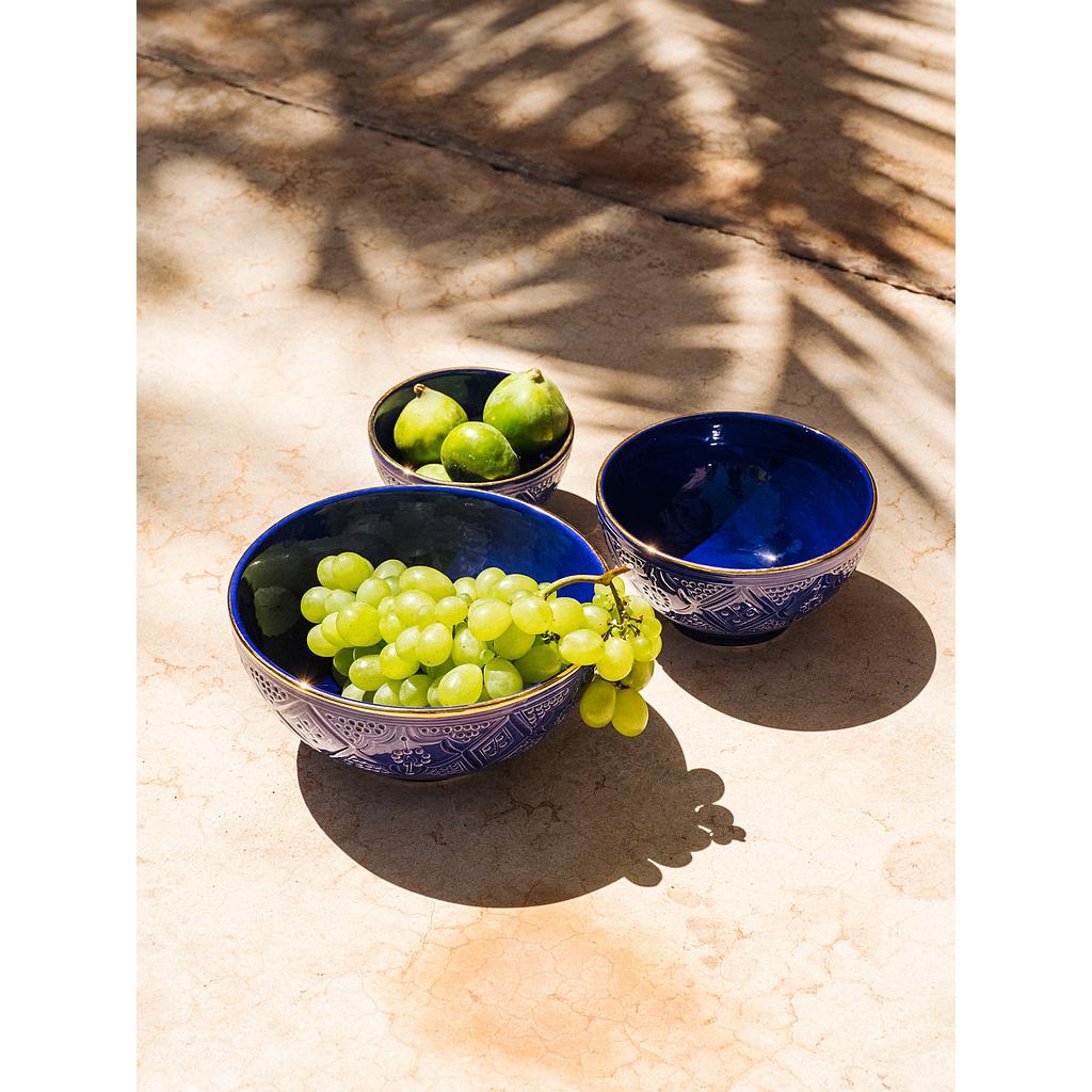 Bols , saladier ronds Empreinte bleu majorelle gold