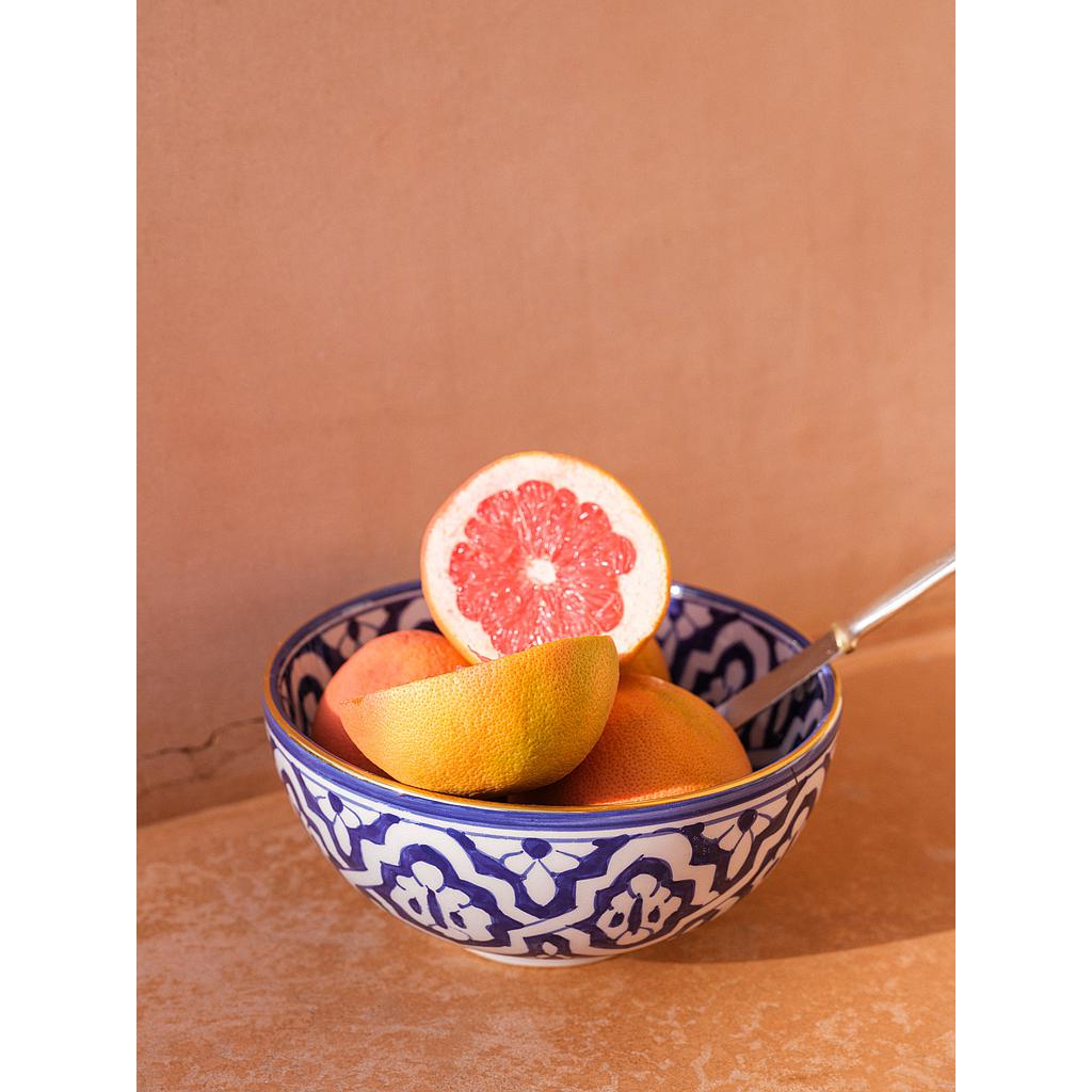 Bols et saladier ronds Fassia bleu majorelle gold