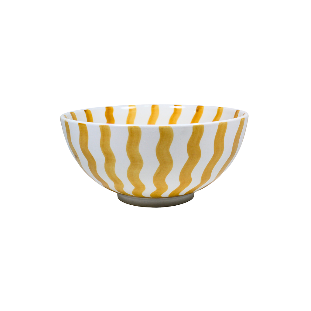 Bols et saladier ronds Vague paille gold