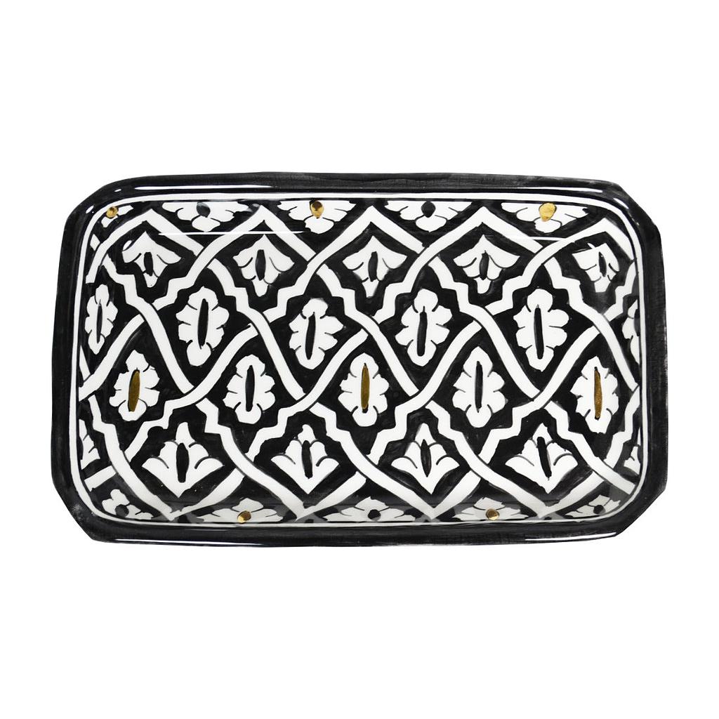 Grand plateau rectangle Fassia noir gold