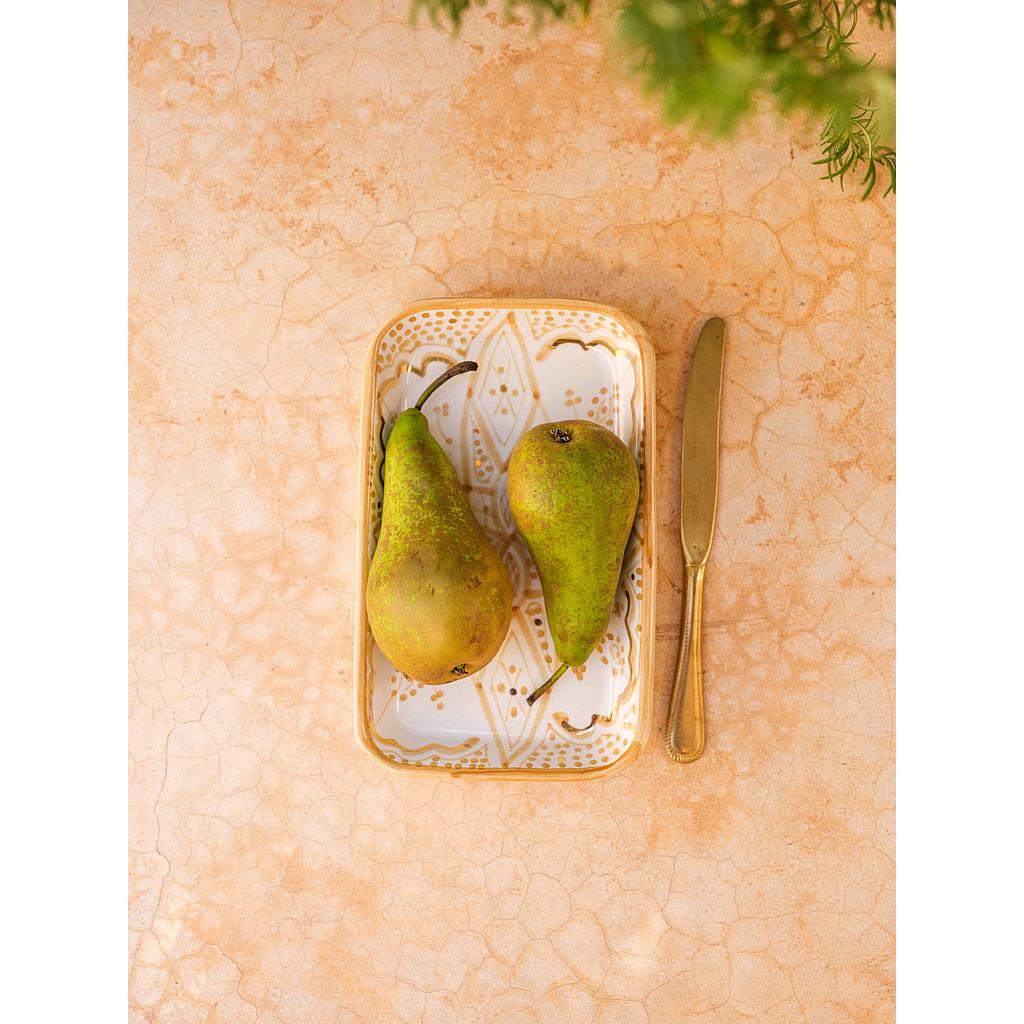 Grand plateau rectangle Zwak paille gold