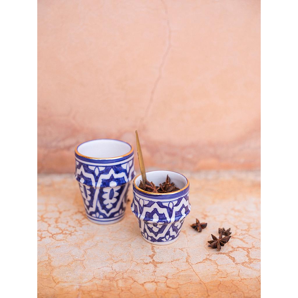 Moyenne tasse beldi Fassia bleu majorelle gold