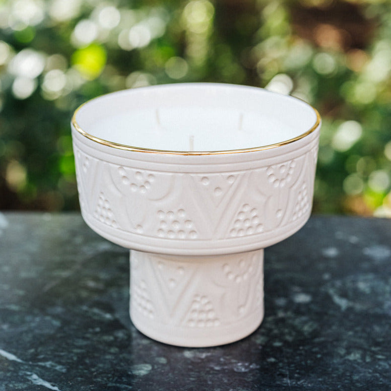 bougie piedestal Empreinte blanc parfumée fleur d'oranger