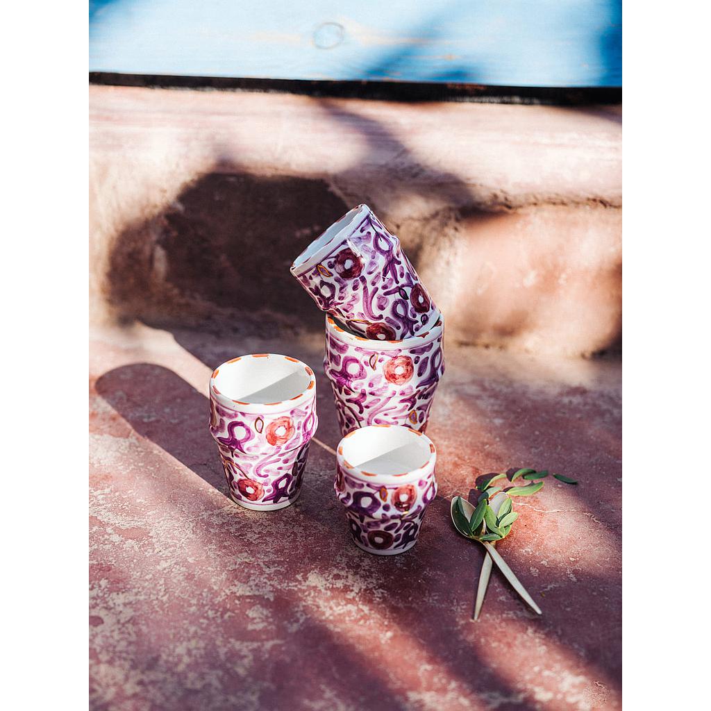 Petite tasse à café Fleurs lilas gold