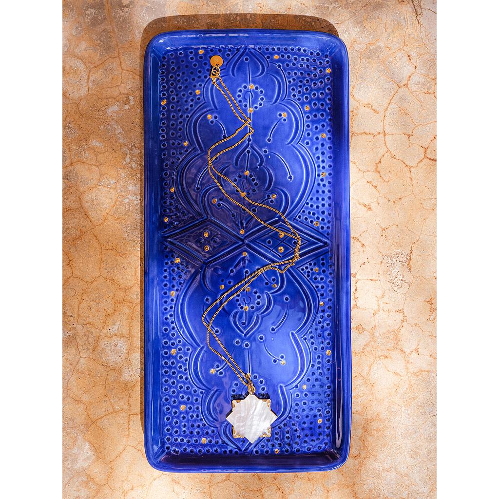 Plat à cake Empreinte bleu majorelle gold