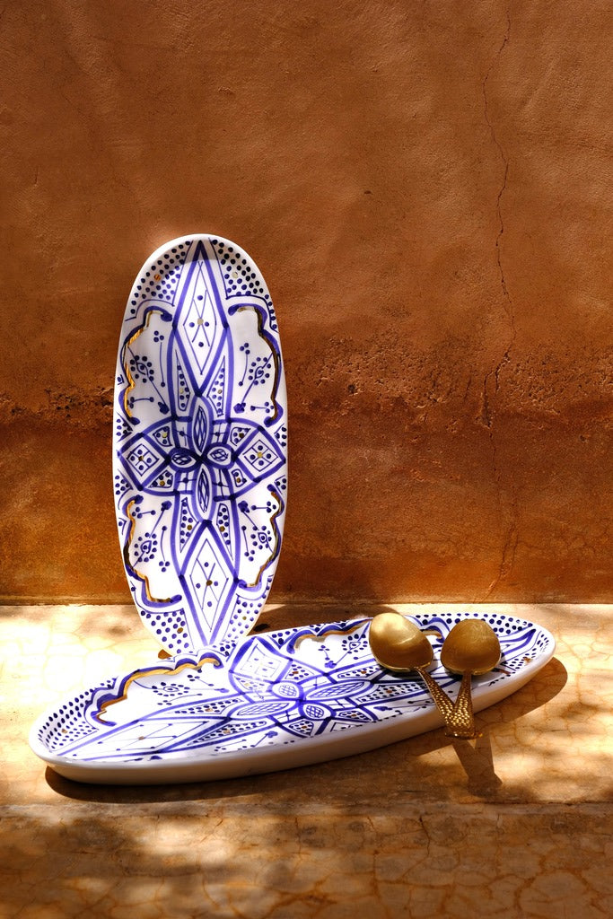 Plateau ovale Zwak bleu majorelle gold
