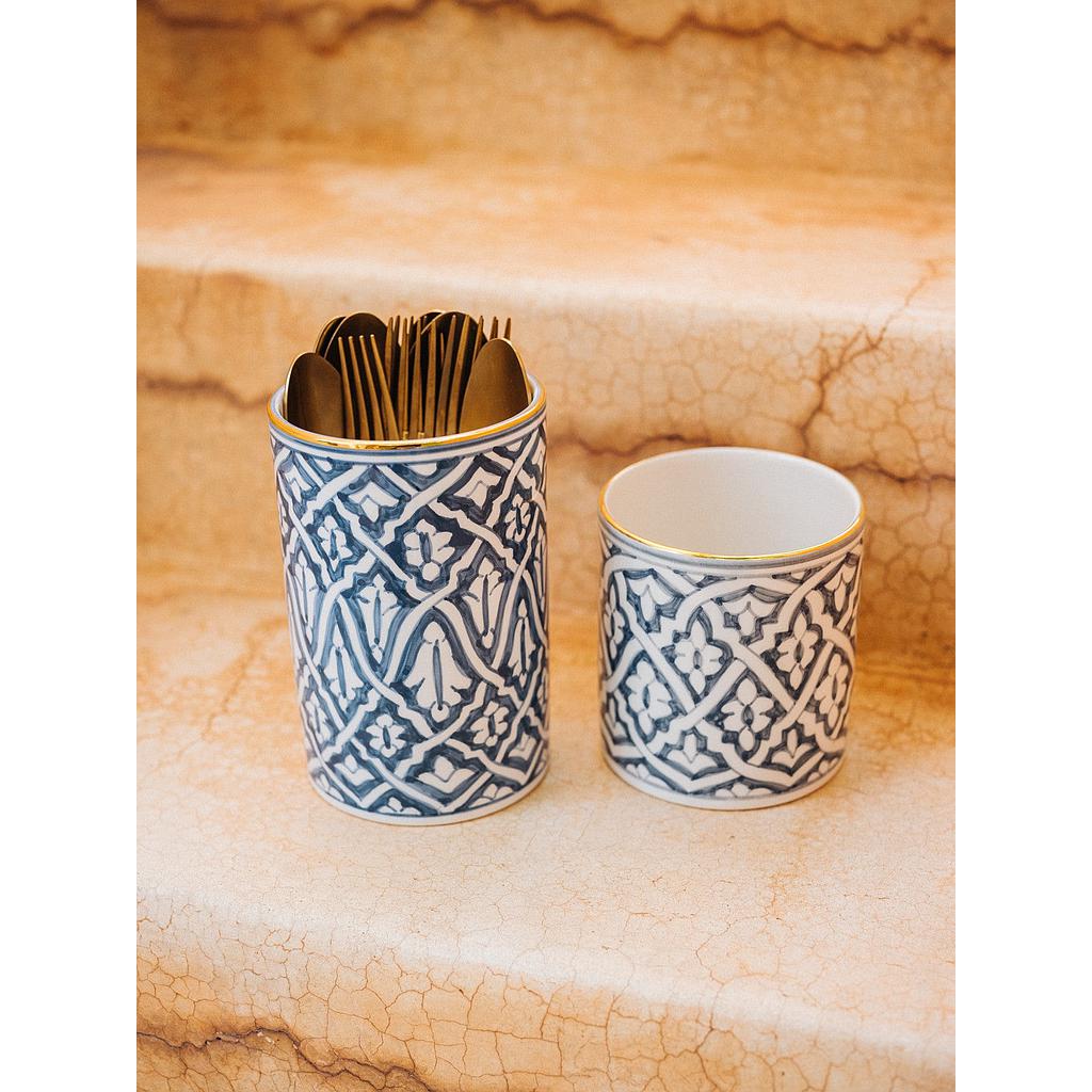 Pots à ustensiles Fassia bleu stone gold