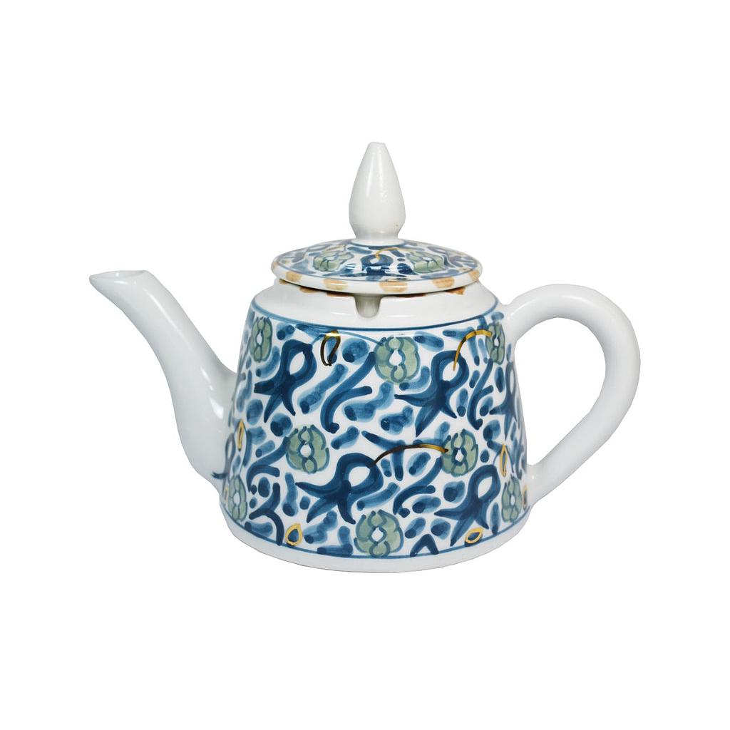 Théière Fleurs bleu stone gold