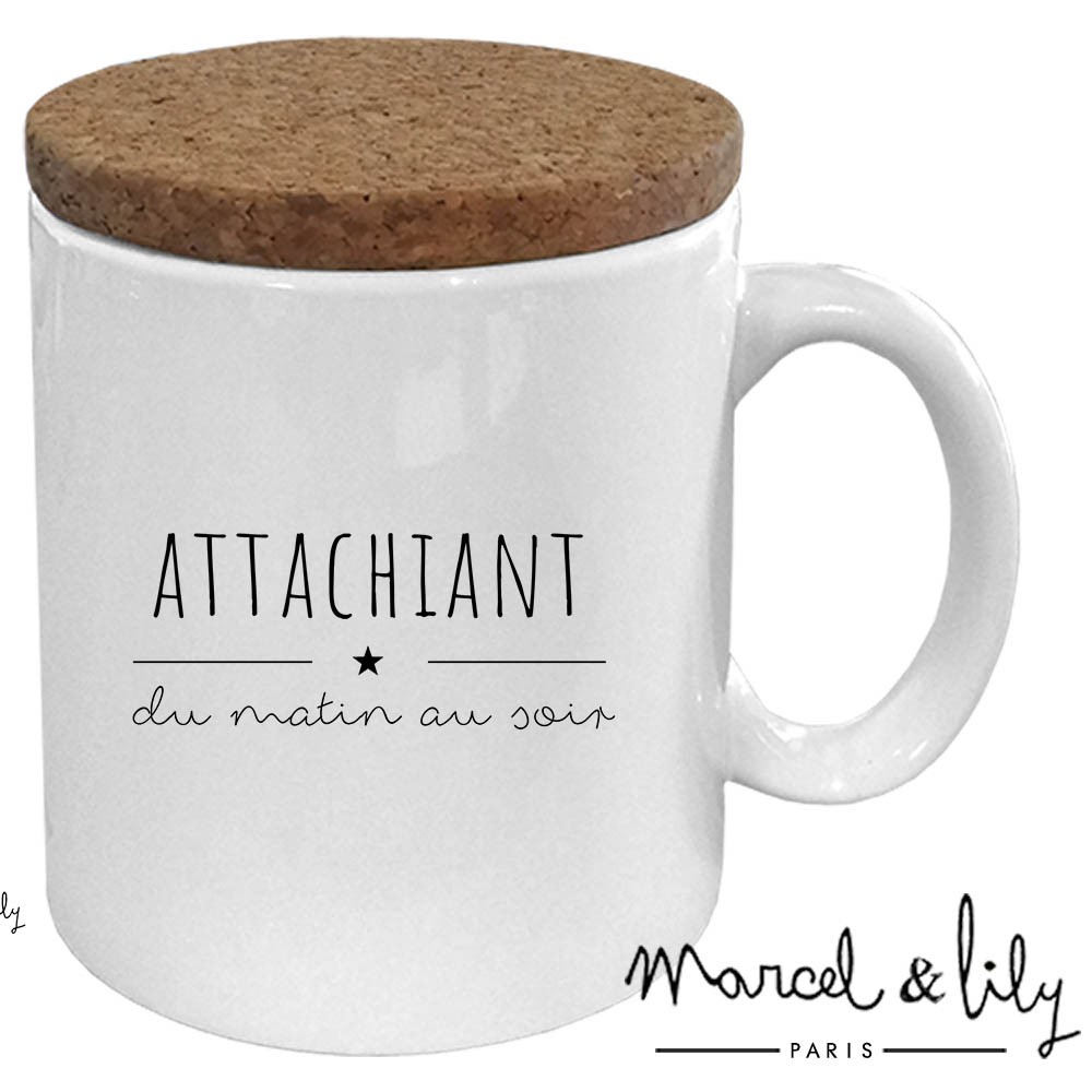 Mug avec son  couvercle en liège Attachiant