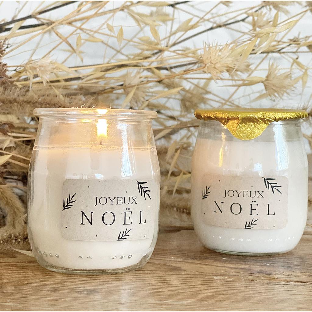 Bougie P'tit pot de yaourt -JOYEUX NOEL- Orange-Cannelle