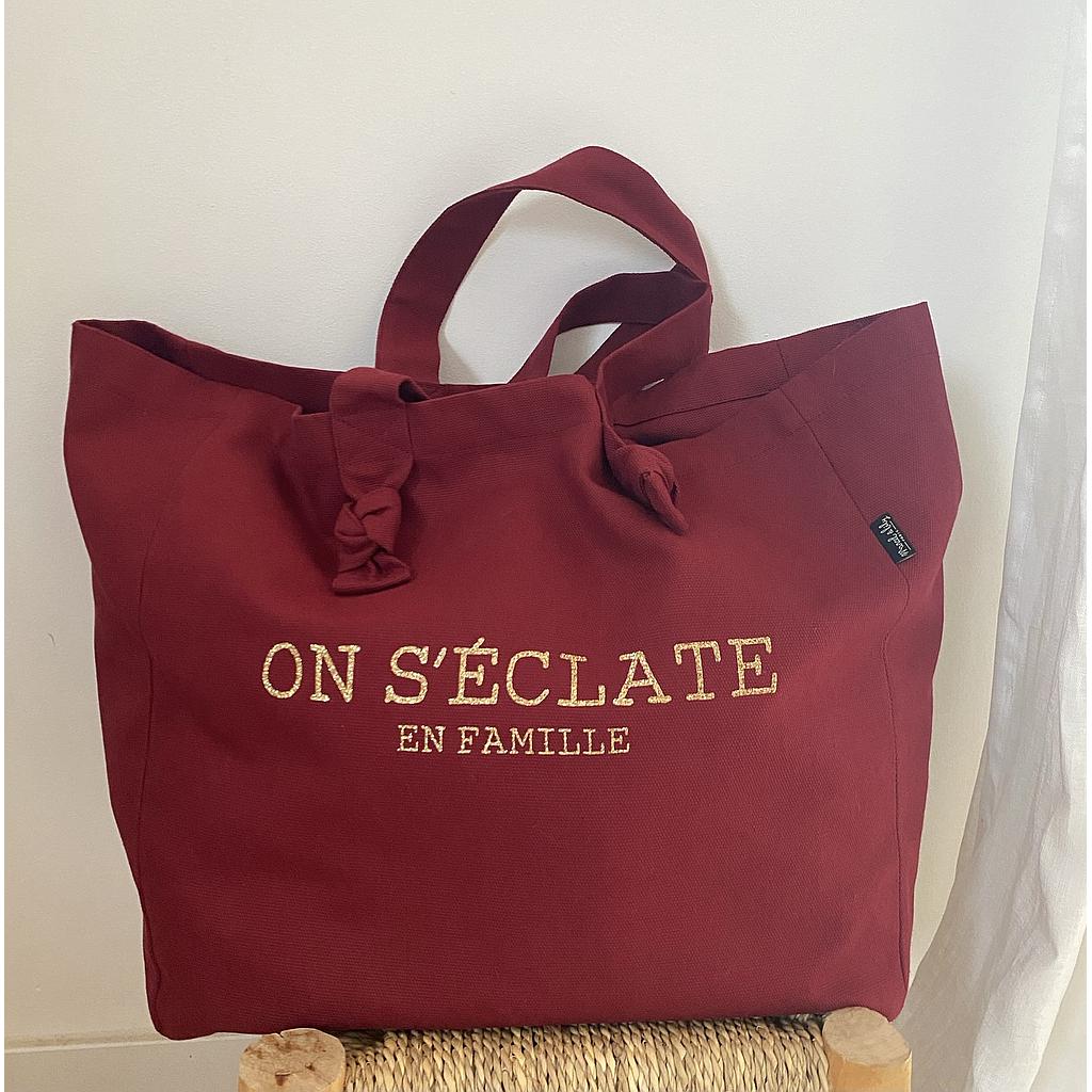 Cabas Lily - Bordeaux - "On S'éclate En Famille"