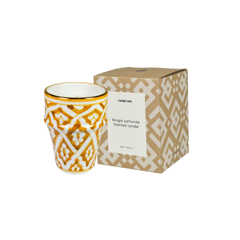 Bougie grande tasse Fassia paille parfumée fleur d'oranger