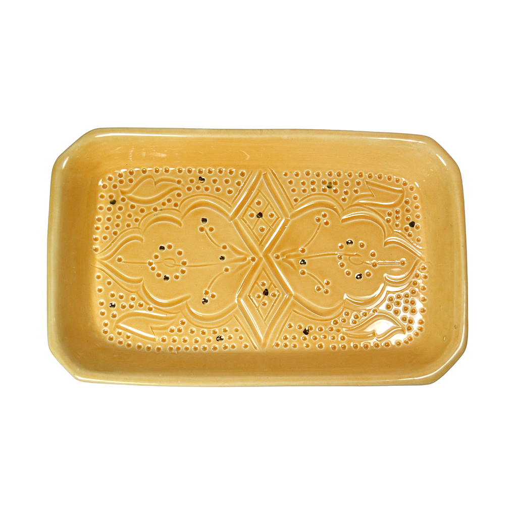 Grand plateau rectangle Empreinte paille gold