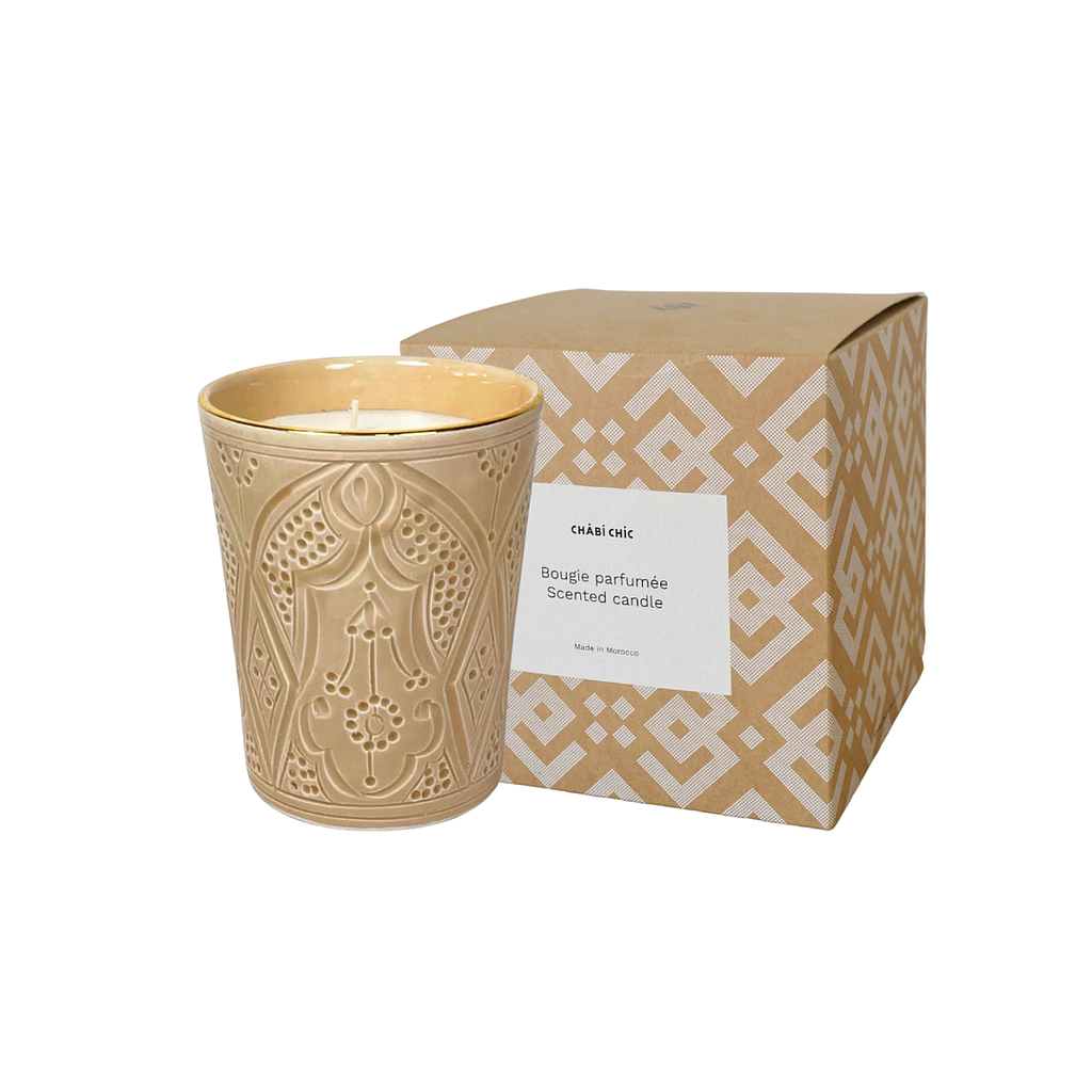 Grande bougie conique Empreinte sahara gold