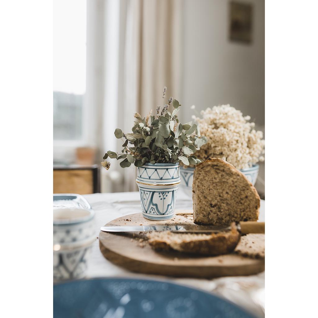 2 Grandes tasses beldi Zwak bleu stone gold