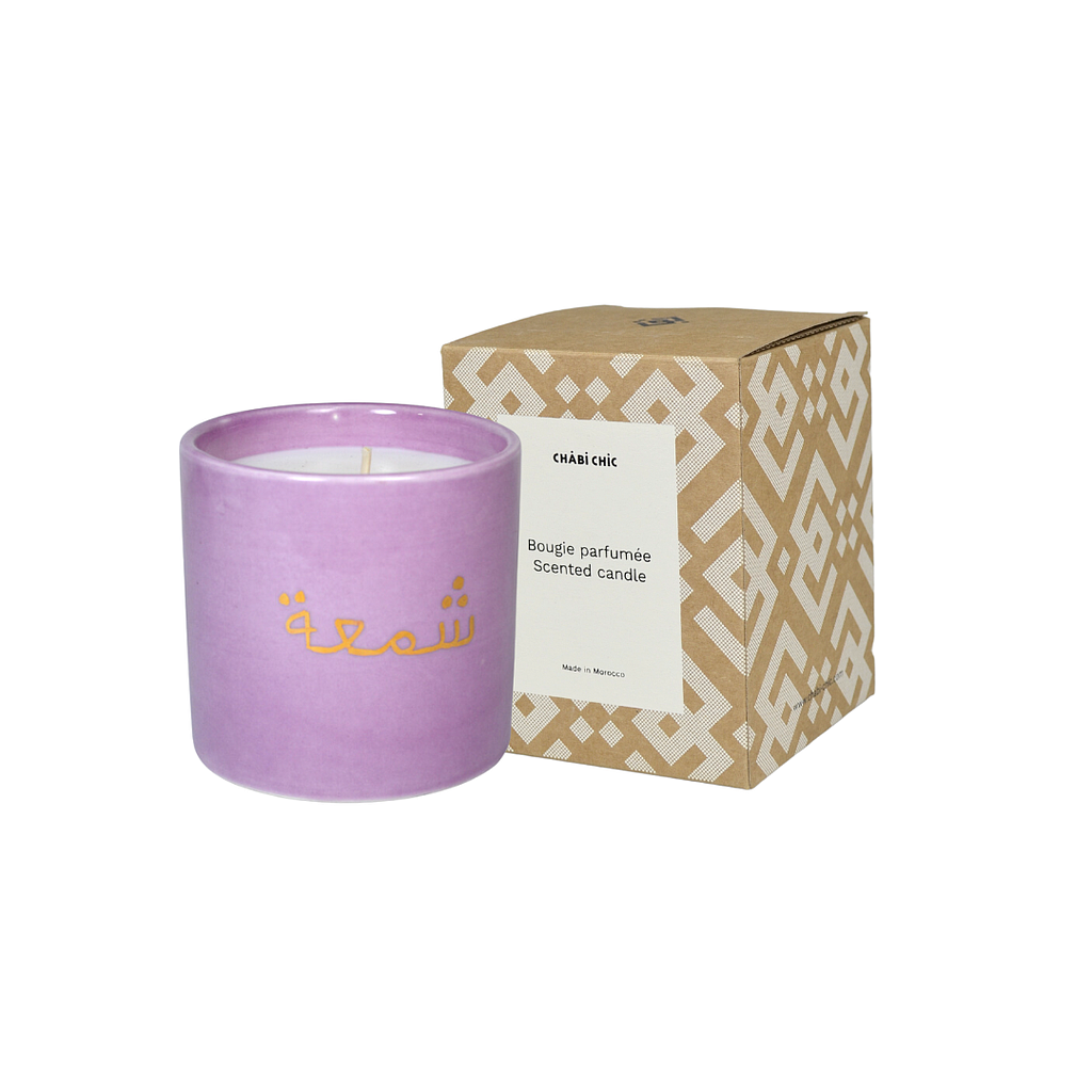 Baby candle mot "CHAMAA" lilas parfumée figue
