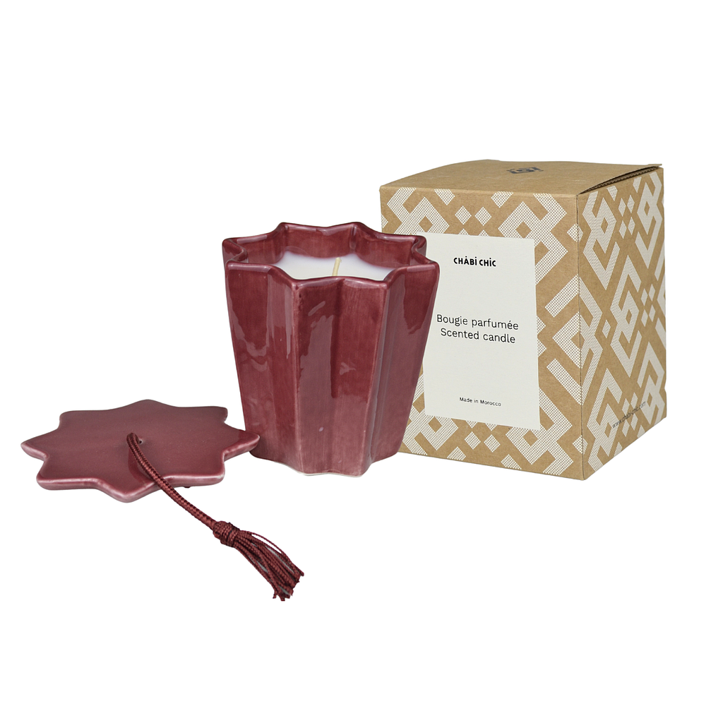 Bougie boîte Etoile aubergine parfumée figuier