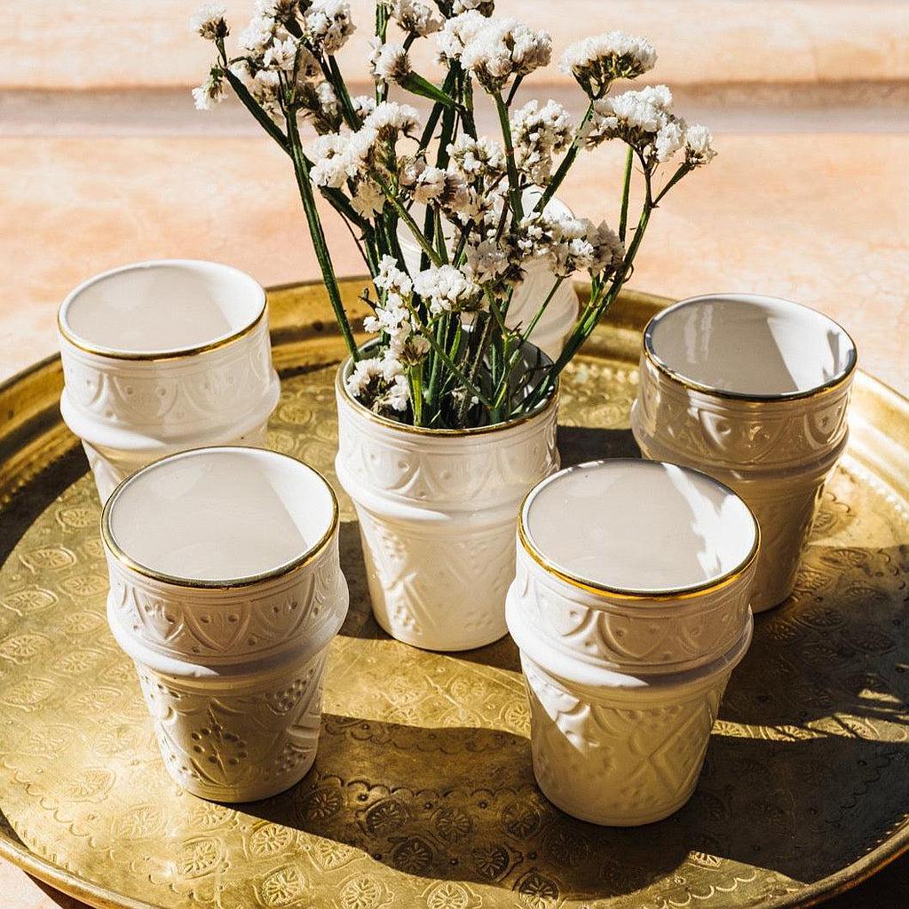 2 Grandes tasses beldi Empreinte blanc gold