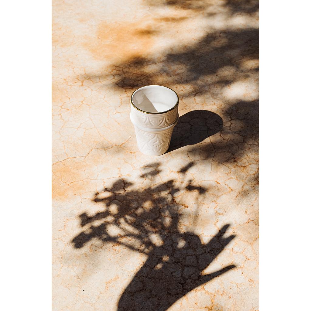 2 Moyennes tasses beldi Empreinte blanc gold
