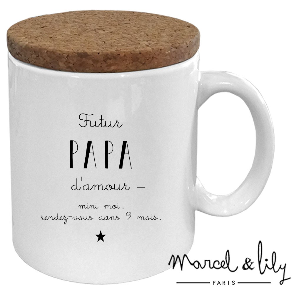 Mug avec son couvercle en liège  Futur papa