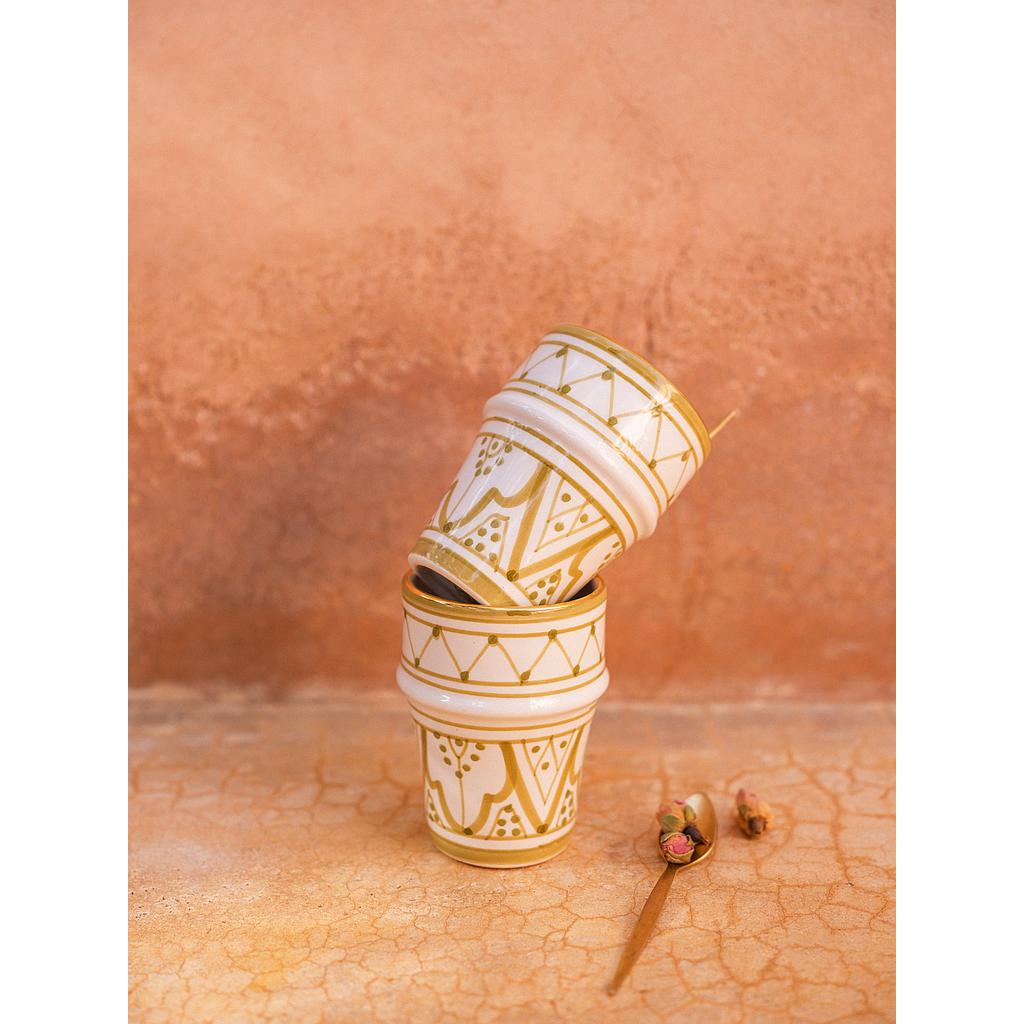 2 Grandes tasses beldi Zwak kaki gold