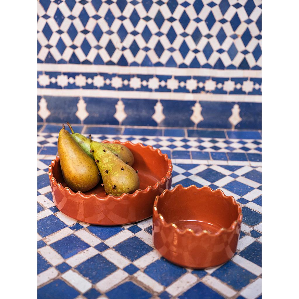 Bols, saladier et plat droits Tazza marsala gold