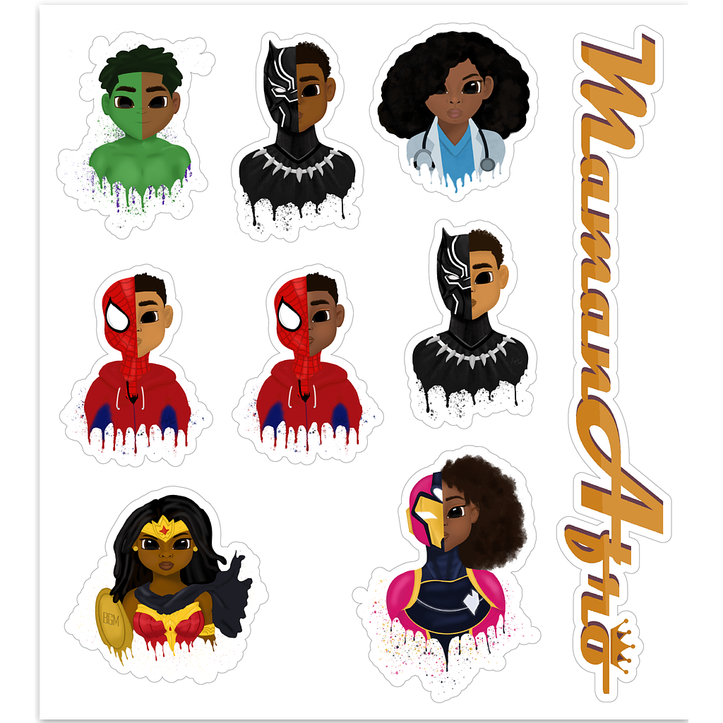 Autocollants Super-héros Afros