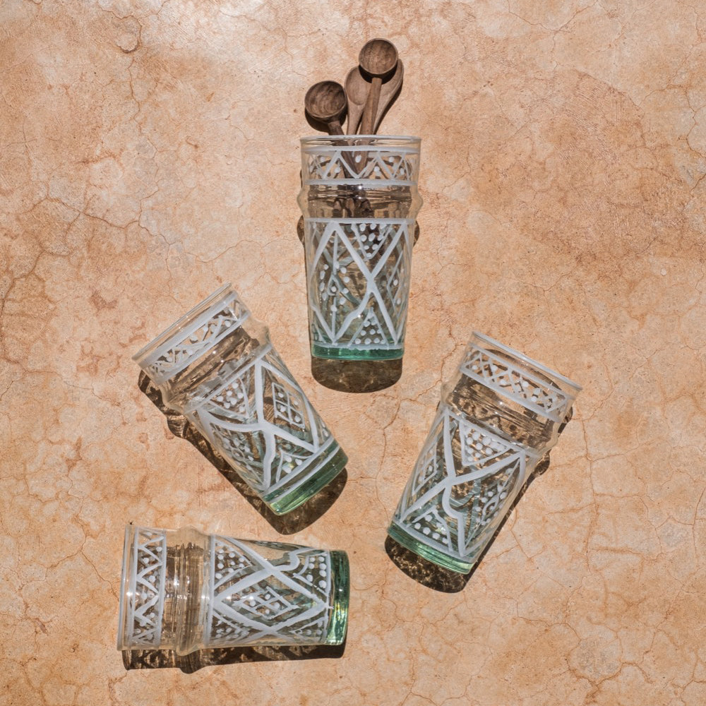 6 VERRES BELDI GM EN VERRE RECYCLE DECORE