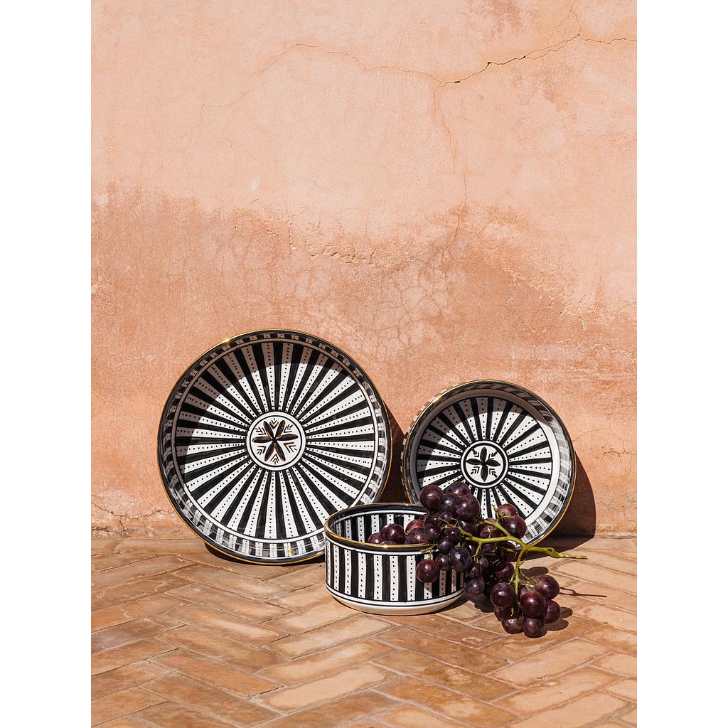 Bol, saladier et plat droits Sunflower noir gold