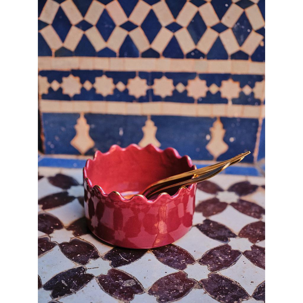 Bols, saladier et plat droits Tazza aubergine gold
