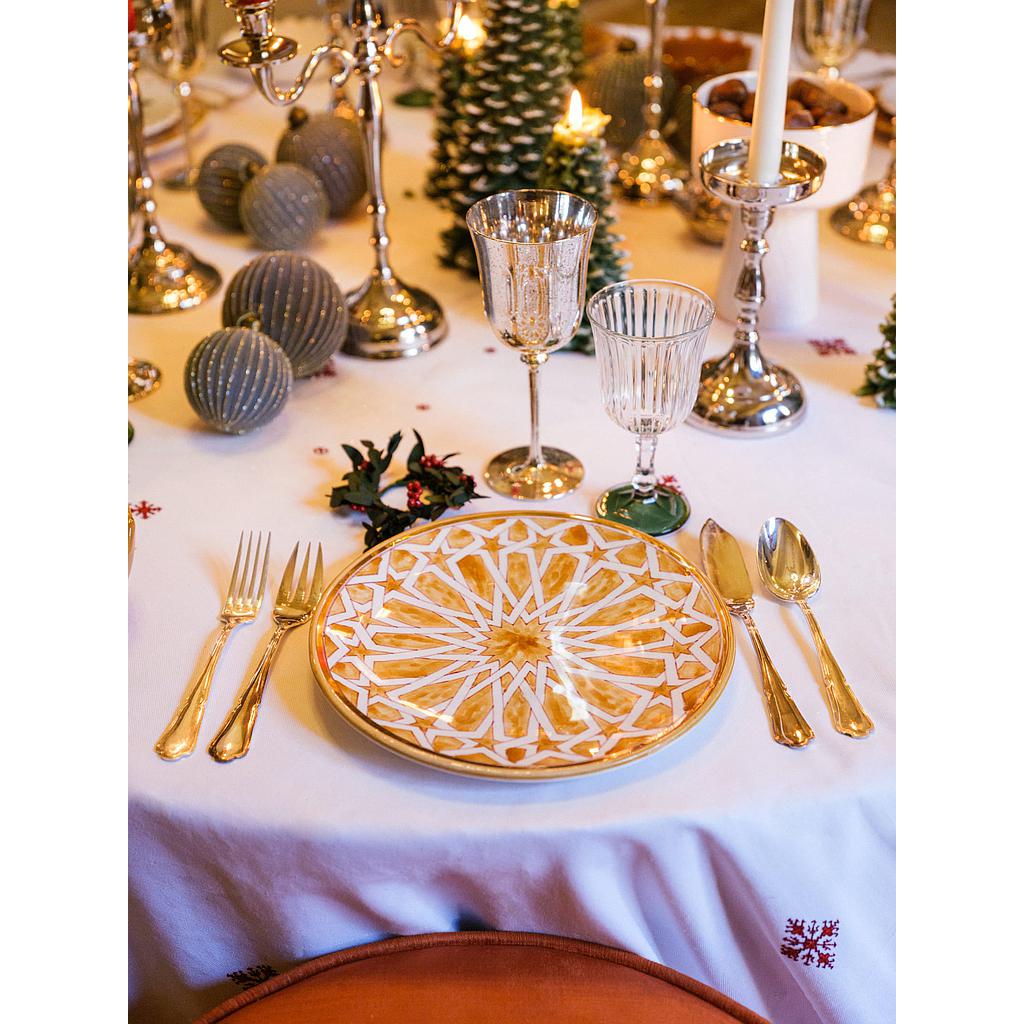 Grande assiette D26CM Zellige paille gold