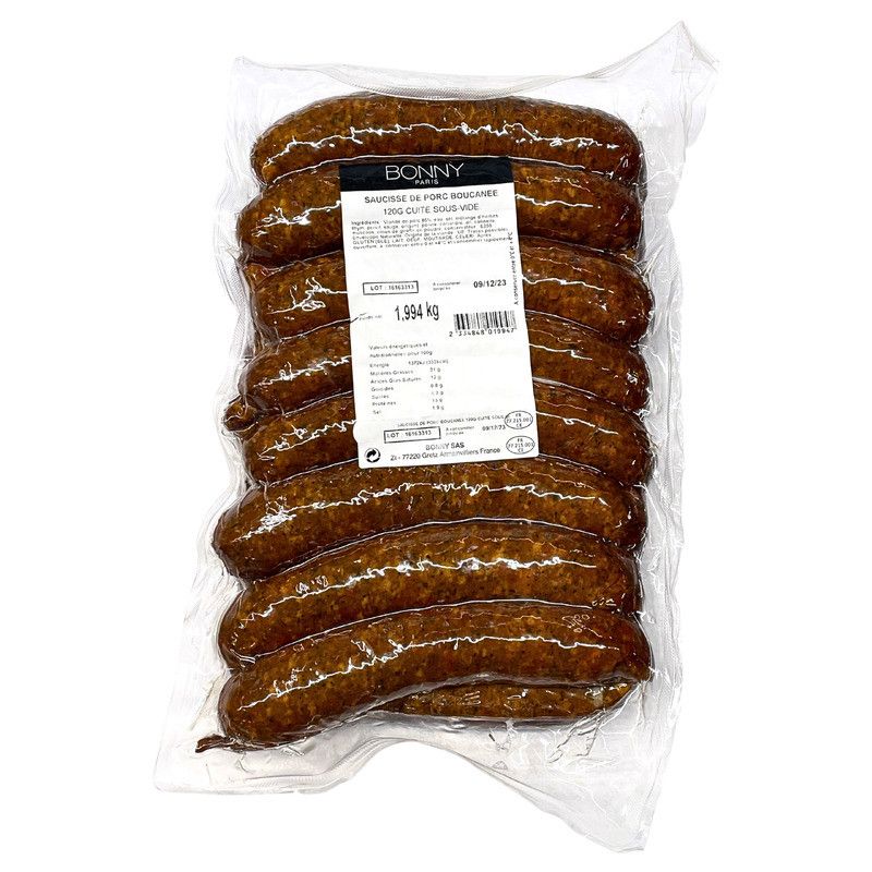 Saucisse de porc boucanée | fumée aux épices x16 ±1,92kg