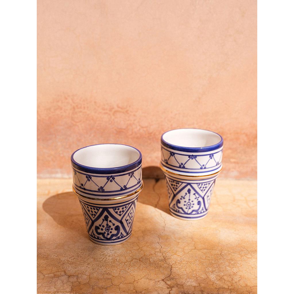 2 Grandes tasses beldi Zwak bleu majorelle gold