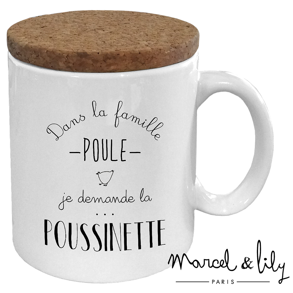 Mug avec son couvercle en liège  Poussinette