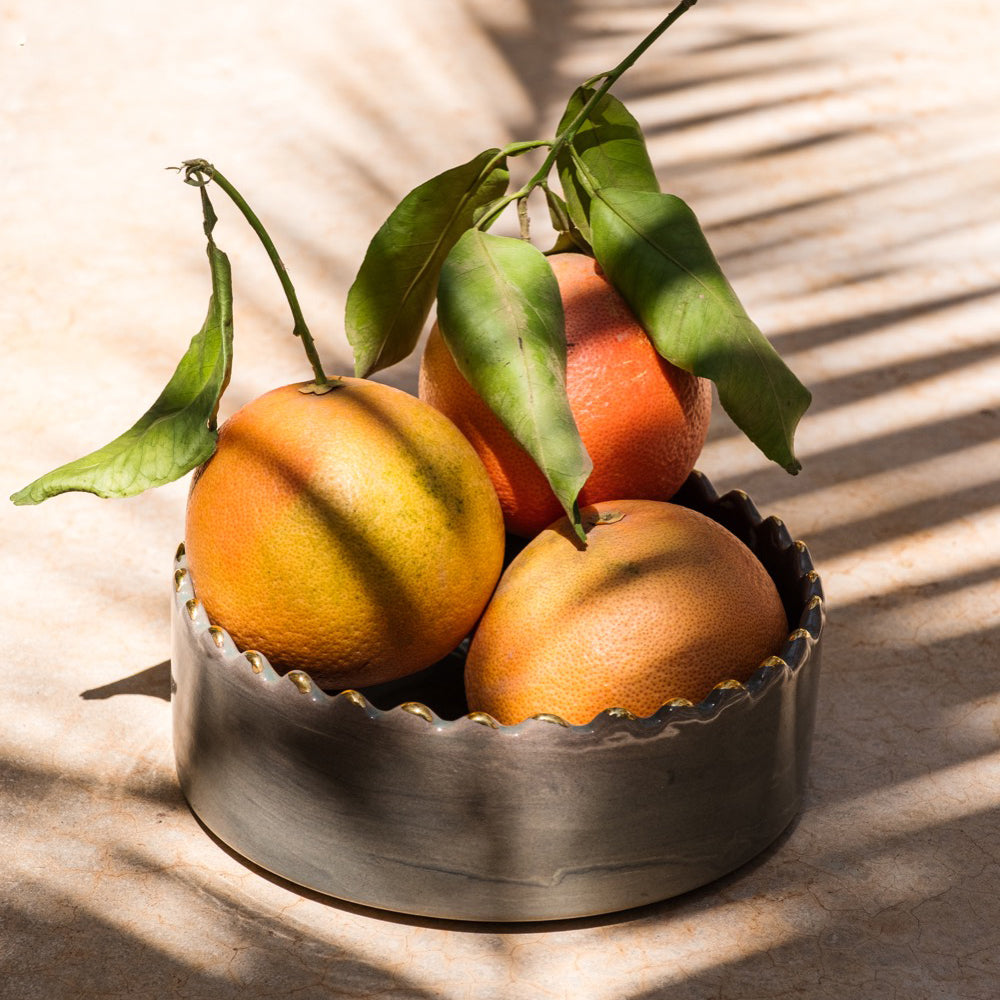 Bols, saladier et plat droits Tazza sauge gold